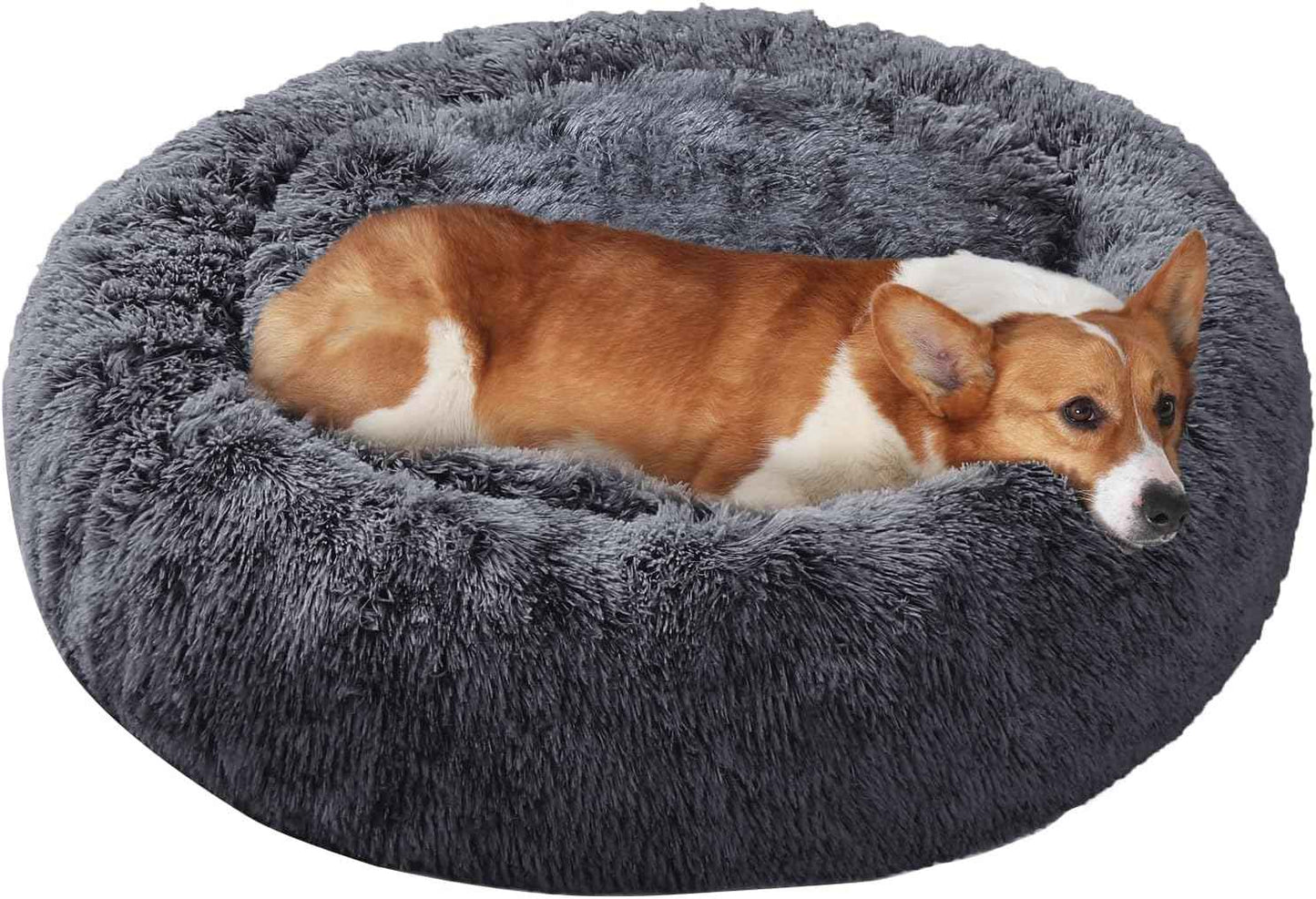 JOLLYVOGUE Dog & Cat Bed, Calming Anti-Anxiety Pet Bed for Small Dogs, Fluffy Donut Cushion for Small and Medium Pets (20")