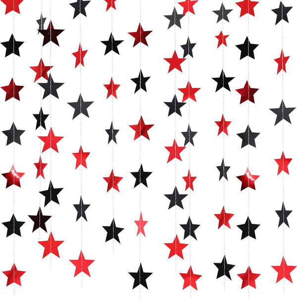 Patelai Glitter Star Garland Banner Christmas Decor 130 Feet Star Hanging Bunting Banner Twinkle Backdrop for Homecoming Classroom Wedding Birthday Halloween Party Supplies(Gold)