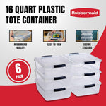 Clear Storage Bins with Lids, 6-Pack, Stackable, BPA-Free, Made in USA