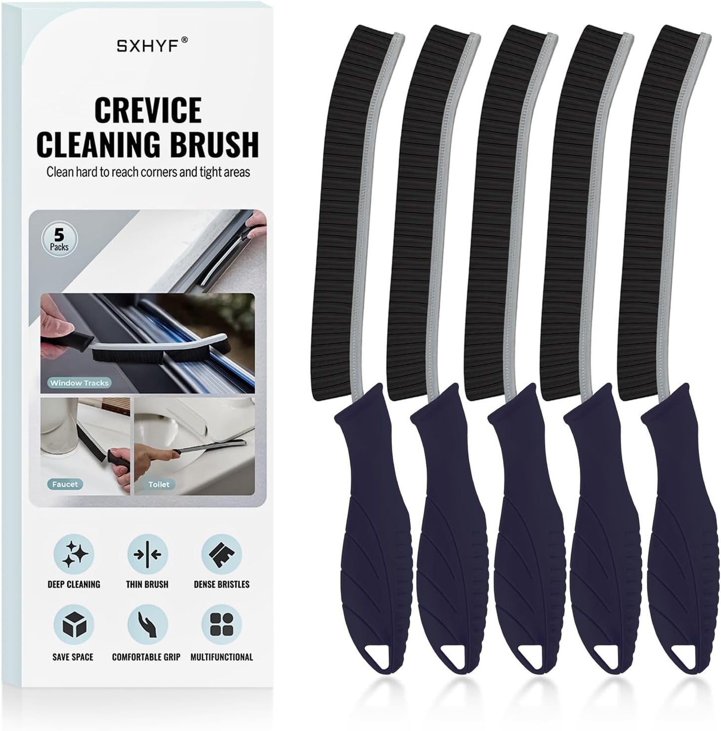 SXhyf Crevice Cleaning Brush – Hard Bristle Grout Scrub Brush for Bathroom, Kitchen & Household Cleaning