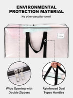 Heavy Duty Moving Bags with Strong Zipper and Handles - 8 Pack - Semi-Transparent