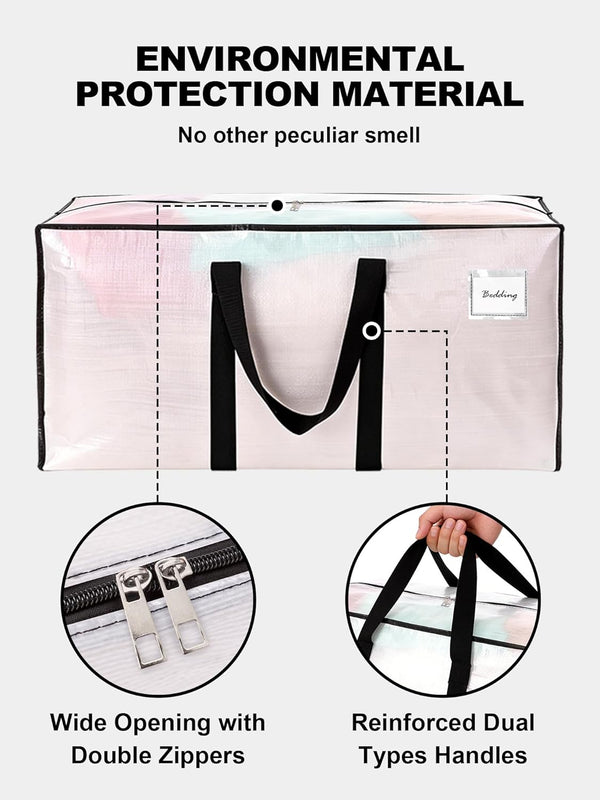 Heavy Duty Moving Bags with Strong Zipper and Handles - 8 Pack - Semi-Transparent