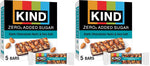 Kind Zero Added Sugar Snacks Bars, Dark Chocolate Nuts & Sea Salt, Gluten Free, High Fiber, Keto Snacks, 5g Protein, 5 Count