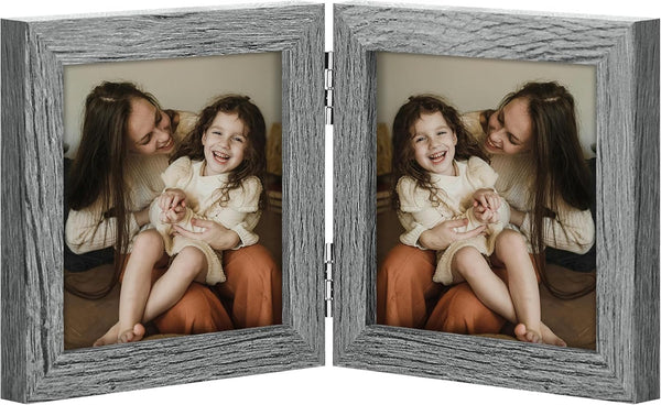 decorUhome double 4x6 picture frame vertical engineered wood bifold photo frame with plexiglass tabletop display black