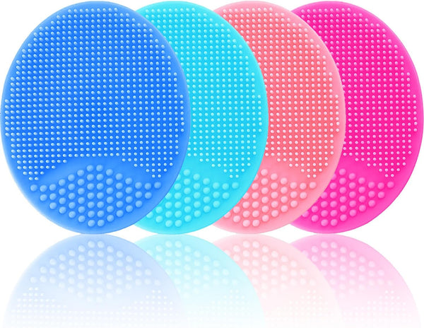 Silicone facial cleansing brush, 4 pack soft brush for deep cleaning, blackhead & acne pore care, gentle face exfoliator