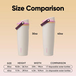 Insulated stainless steel water bottle with two-way spout and built-in straw
