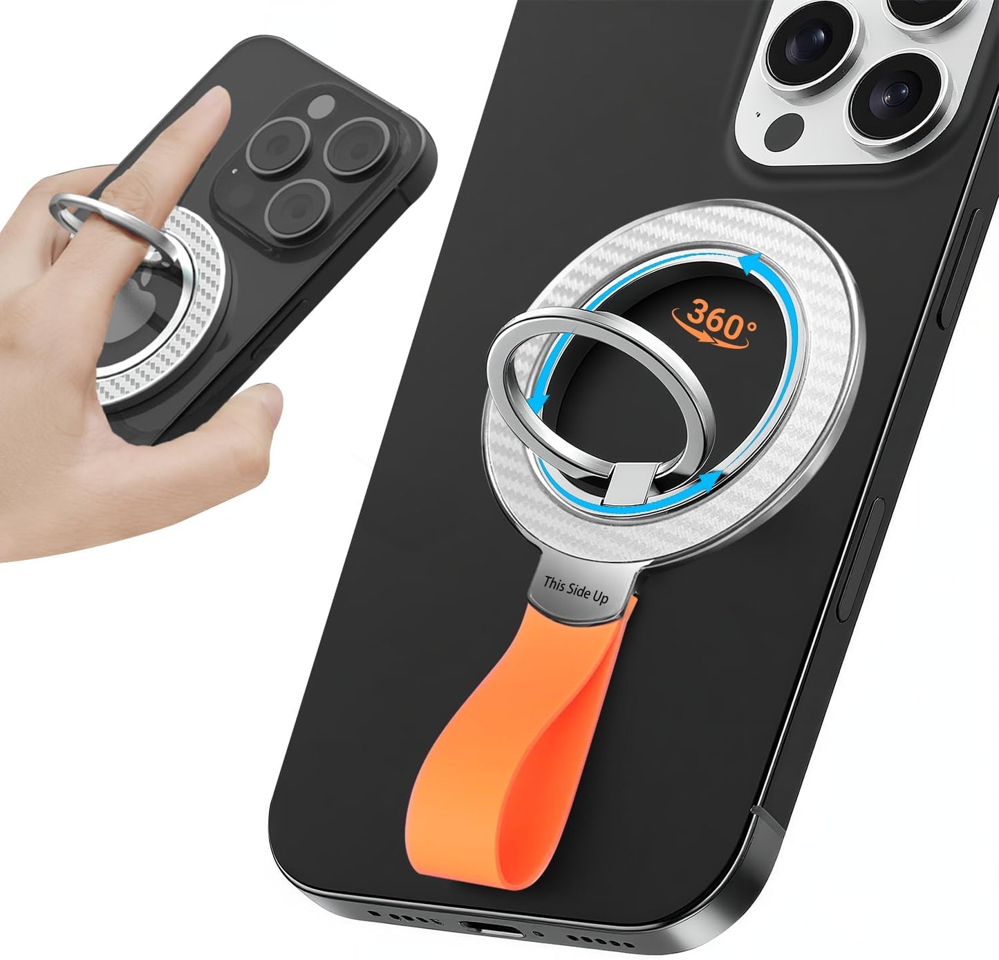 Magnetic Phone Grip Holder, Rotatable Magnetic Phone Ring Stand Holder, Magnet Cell Phone Grip Stand for iPhone 16 Pro/16/15/14/13/12