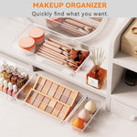 6 pack large clear plastic drawer organizer trays for kitchen utensils and office desk
