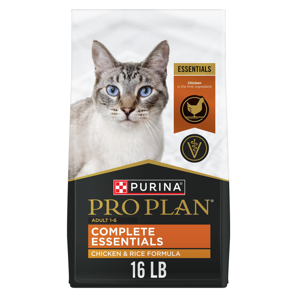 Purina Pro Plan High Protein Cat Food with Probiotics, Chicken and Rice Formula, 16 lb. Bag for Adult Cats