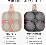 CAROTE Egg Pan Omelette Pan, 4-Cup Nonstick Granite Omelette Skillet - Pancake Pan and Healthy Egg Cooker Suitable for Gas Stove & Induction Cookware