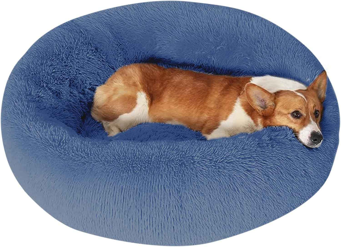 JOLLYVOGUE Dog & Cat Bed, Calming Anti-Anxiety Pet Bed for Small Dogs, Fluffy Donut Cushion for Small and Medium Pets (20")