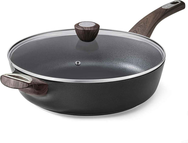 SENSARTE Nonstick 12 Inch Large Deep Frying Pan Skillet with Lid Induction Pan Healthy Non Toxic Cooking Pan