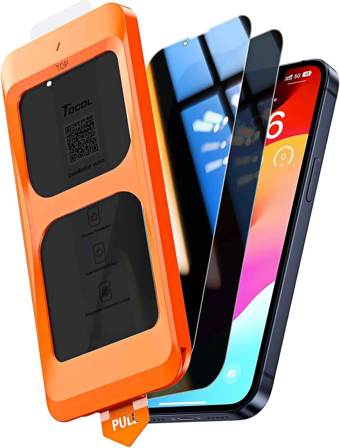 TOCOL for iPhone 17 Screen Protector 6.3 inch 9H Hardness Military Grade Shatterproof HD Tempered Glass for Full Coverage Protection 2 Pack