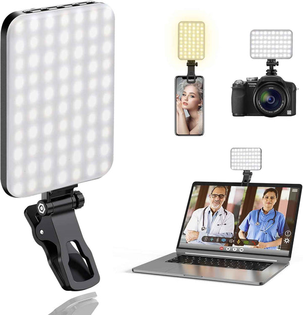 altson 60 led portable selfie light phone video conference laptop lighting clip tripod adapter rechargeable 2200mah