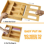 Bamboo Bag Storage Organizer for Kitchen Drawer