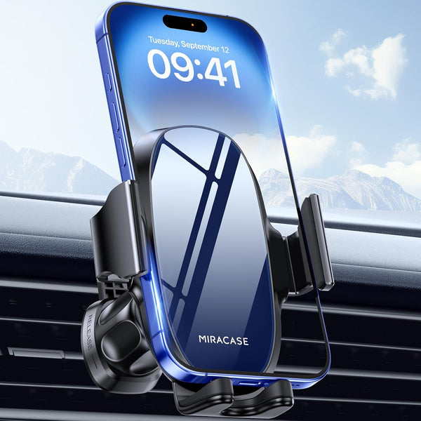 Miracase Upgraded Wider Clamp Phone Holders for Your Car, Metal Hook Air Vent Car Mount [Thick Cases Friendly] Automobile Hands Free Compatible with iPhone 17/16/15/14/13 Series All Smartphone