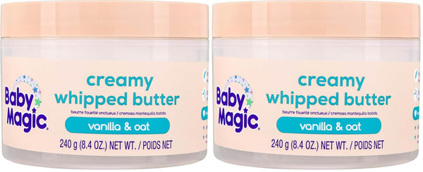 Baby Magic Creamy Whipped Butter Vanilla Oat, 8.4 oz, Gentle, Long-Lasting Moisture for Baby's Sensitive Skin