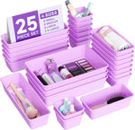 25 PCS Plastic Drawer Organizers Set for Makeup, Jewelry, and Utensils
