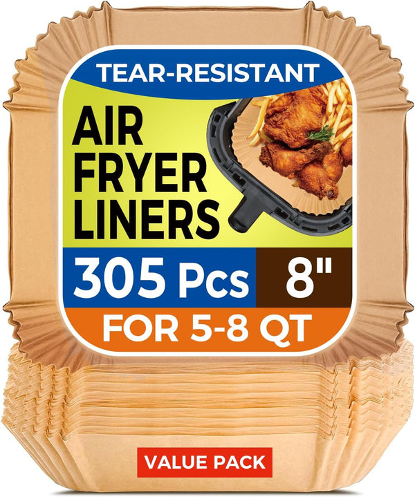 Air Fryer Liners for Ninja, 205 PCS Heavy-Duty Disposable Air Fryer Liners, 8" Round Airfryer Paper Liners for 5-8 QT Basket, Oil-Proof & Non-Stick Parchment Paper for Baking, Microwave, Oven, Pans