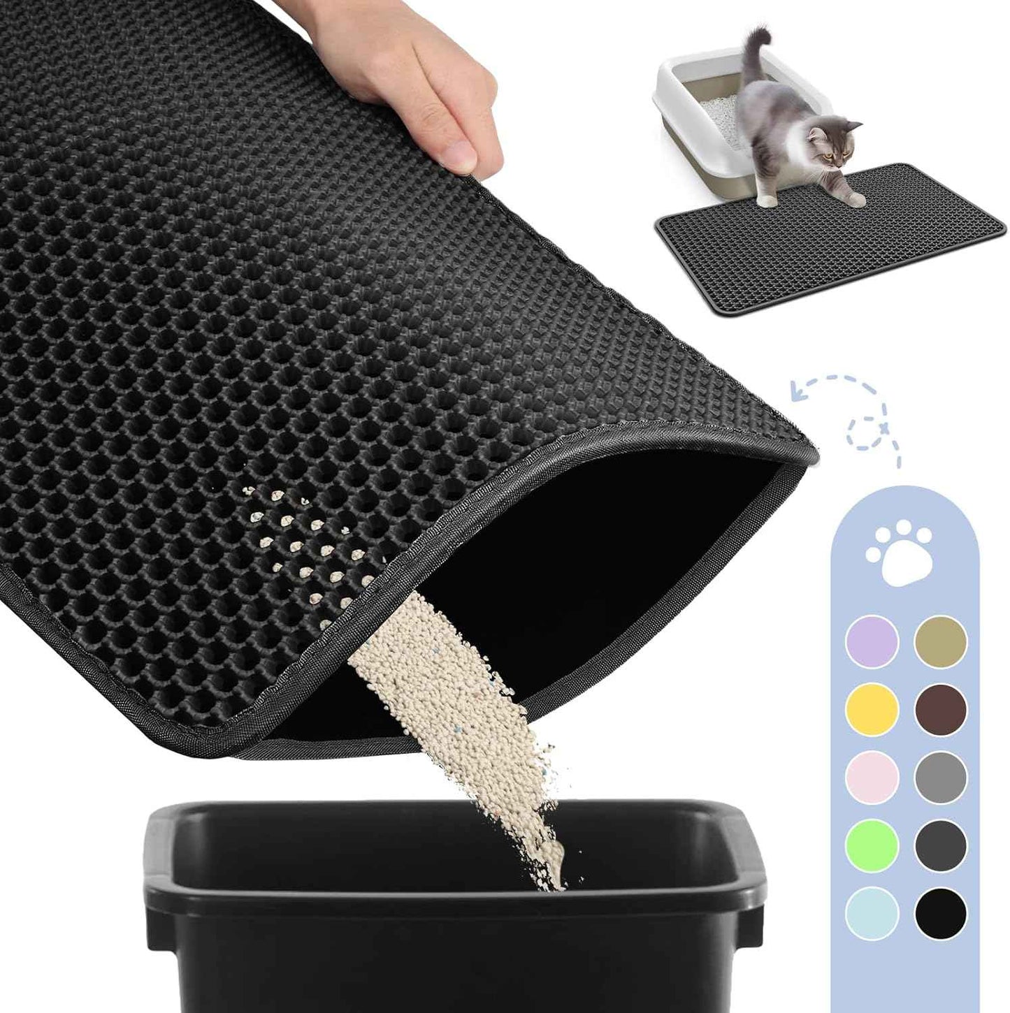 Cat Litter Mat - 23.2'' x 14.6'' Small Litter Trapping Mat, Easy to Clean Litter Box Mat, Waterproof, Urine-Proof, Non-Slip Kitty Litter Mats for Floor, Grey