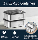 2 x 6.3-Cup Cordless Electric Heated Lunch Box, 100W Rechargeable Portable Food Warmer for Adults Work Travel Car - Battery-Powered & Self-Heating