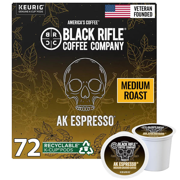 Black Rifle Coffee Company AK Espresso, 50 Count, Medium Roast K Cups