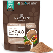 navitas organics cacao powder, 1:1 substitute, regenerative organic certified, 24oz, 113 servings