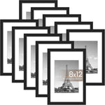 upsimples 5x7 Picture Frame Set of 10, Display Pictures 4x6 with Mat or 5x7 Without, Multi Photo Frames Collage for Wall or Tabletop Display, Black