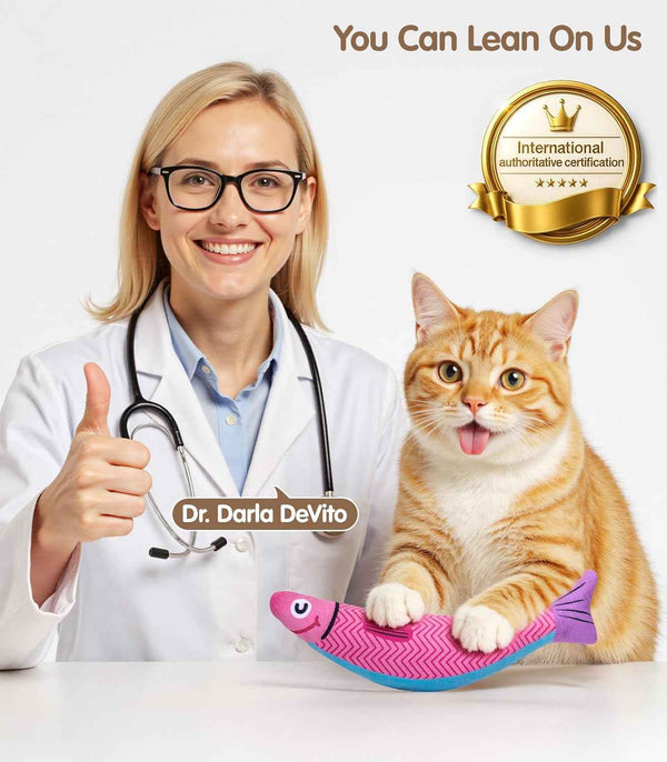 Cat Toys with[5000mg A+Natural Catnip &Silvervine] [Baby Grade] Interactive Soft Chew Kicker Cat Toys for Indoor Cats & Kittens, [Crinkle &Bell] Fish Sound Toy, Drives Bored Cat Crazy with Fun