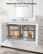 Clear Plastic Stackable Storage Drawers Set of 5 for Kitchen Countertop Organization
