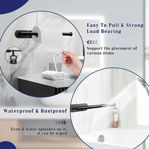Paper Towel Holder, Self Adhesive or Drilling Paper Towel Holder Under Cabinet, Stainless Steel Black Paper Towel Holders Wall Mount for Kitchen, Bathroom, Sink, Pantry, Fridge
