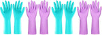 Elgood Reusable Dishwashing Cleaning Gloves with Latex free, Cotton lining,Kitchen Gloves 2 Pairs,Purple+blue Medium