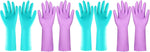 Elgood Reusable Dishwashing Cleaning Gloves with Latex free, Cotton lining,Kitchen Gloves 2 Pairs,Purple+blue Medium