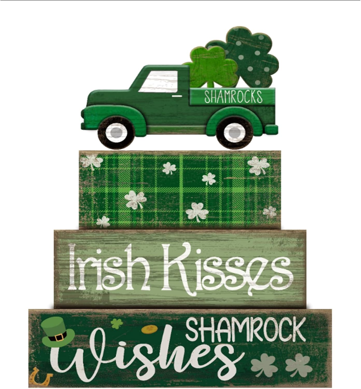 4 Pcs Christmas Table Decoration Wooden Santa Claus Decor Christmas Tiered Tray Decor Decorative Santa Claus Elk Block Sign Gift Farmhouse Xmas Table Centerpiece for Home Kitchen Shelf