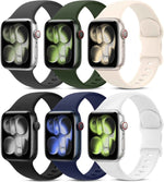 6 Pack Sport Bands Compatible with Apple Watch Band 38mm 40mm 41mm 42mm 44mm 45mm 49mm 46mm,Silicone Waterproof Strap for iWatch Apple Watch Series 11 10 9 Ultra 8 7 6 5 4 3 2 1 SE Women Men