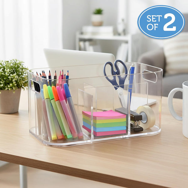 STORi Bliss 5-Compartment Plastic Cosmetics Storage Organizer Set of 2