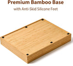 Bamboo kitchen drawer organizer with 7 slots and 6 silicone feet