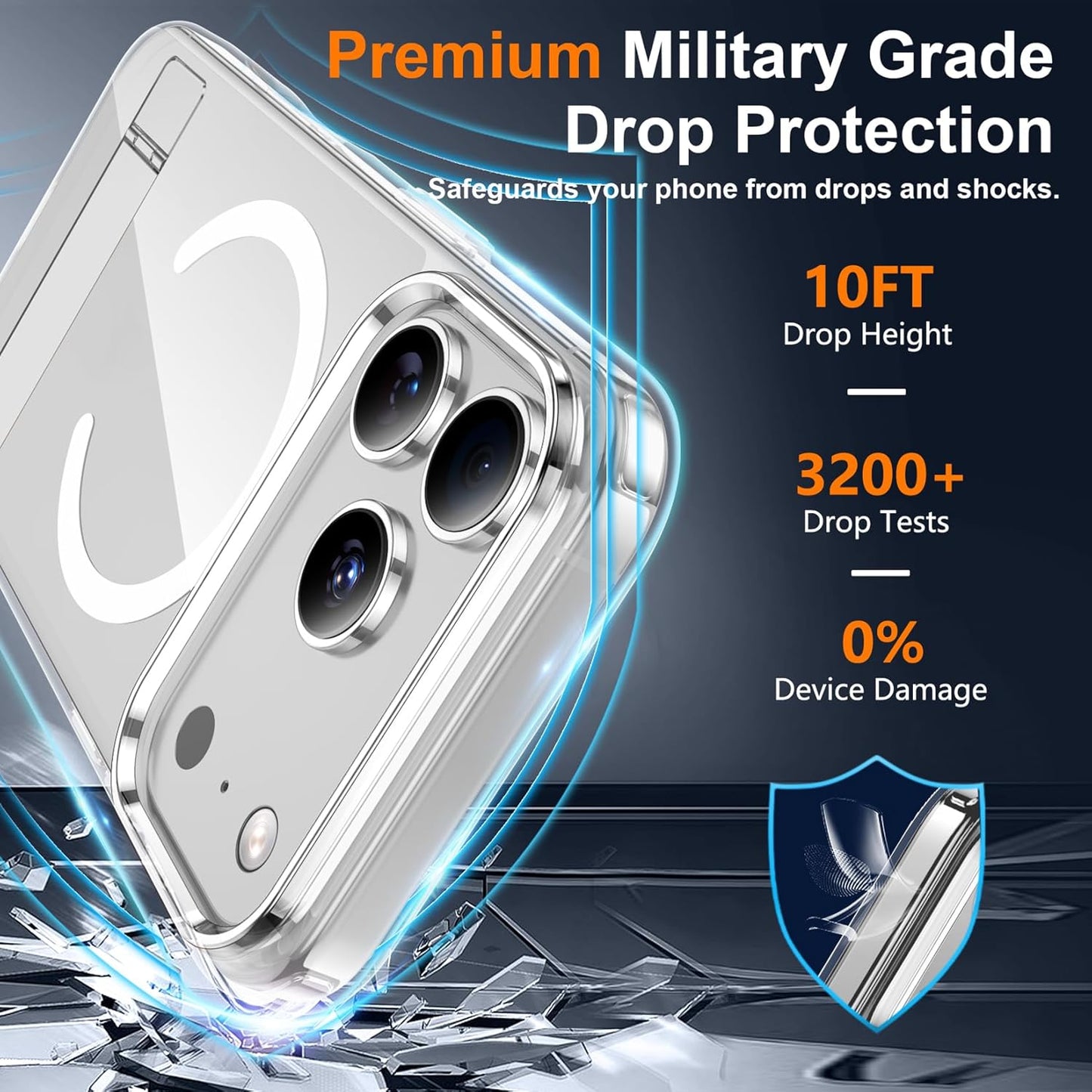 SPIDERCASE Magnetic for iPhone 17 Pro Max Case,with [3 Stand Ways] [Military Grade Drop Protection] with Invisible Stand Shockproof Slim Case for iPhone 17 Pro Max 6.9",Clear