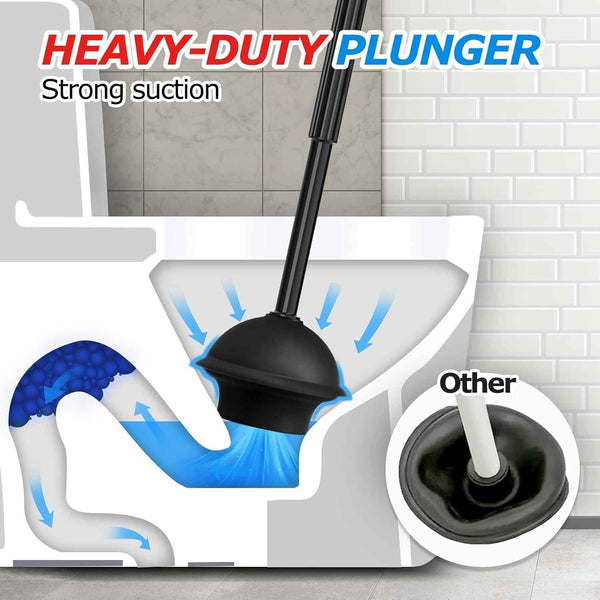 2-in-1 Toilet Plunger and Brush Set with Extended Handle for Bathroom Cleaning