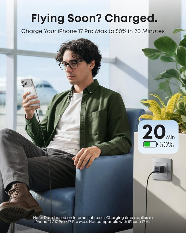 Anker iPhone Charger Fast Charging, 45W Type C Charger with 6 FT Fast Charging Cable, Compact and Foldable Plug USB C Charger Block for iPhone 17 Series, MacBook, Pixel 9, iPad and More
