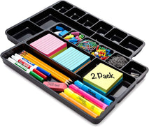 Desk drawer organizer tray with 9 storage compartments for home and office use