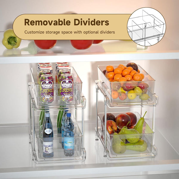 2-Tier Bathroom Organizer with Dividers and Pull-Out Cabinet