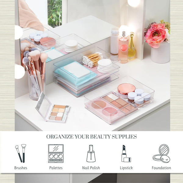 Stackable Clear Plastic Drawer Organizer Set Made in USA