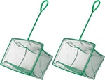 Pawfly green braided metal handle square aquarium net for fish tanks and small koi ponds