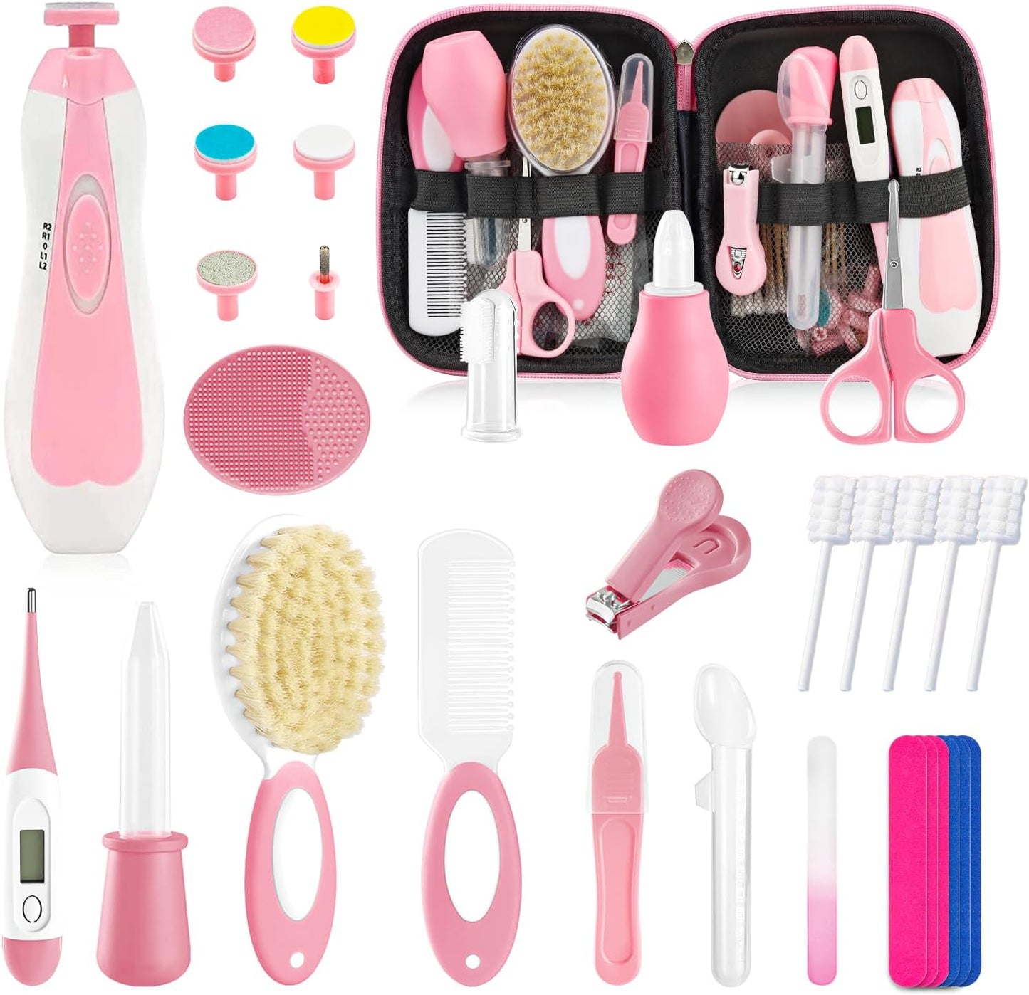 Baby Healthcare and Grooming Kit for Newborn Kids, 24PCS Upgraded Safety Baby Care Kit, Newborn Nursery Health Care Set, Baby Care Product (Grey White)