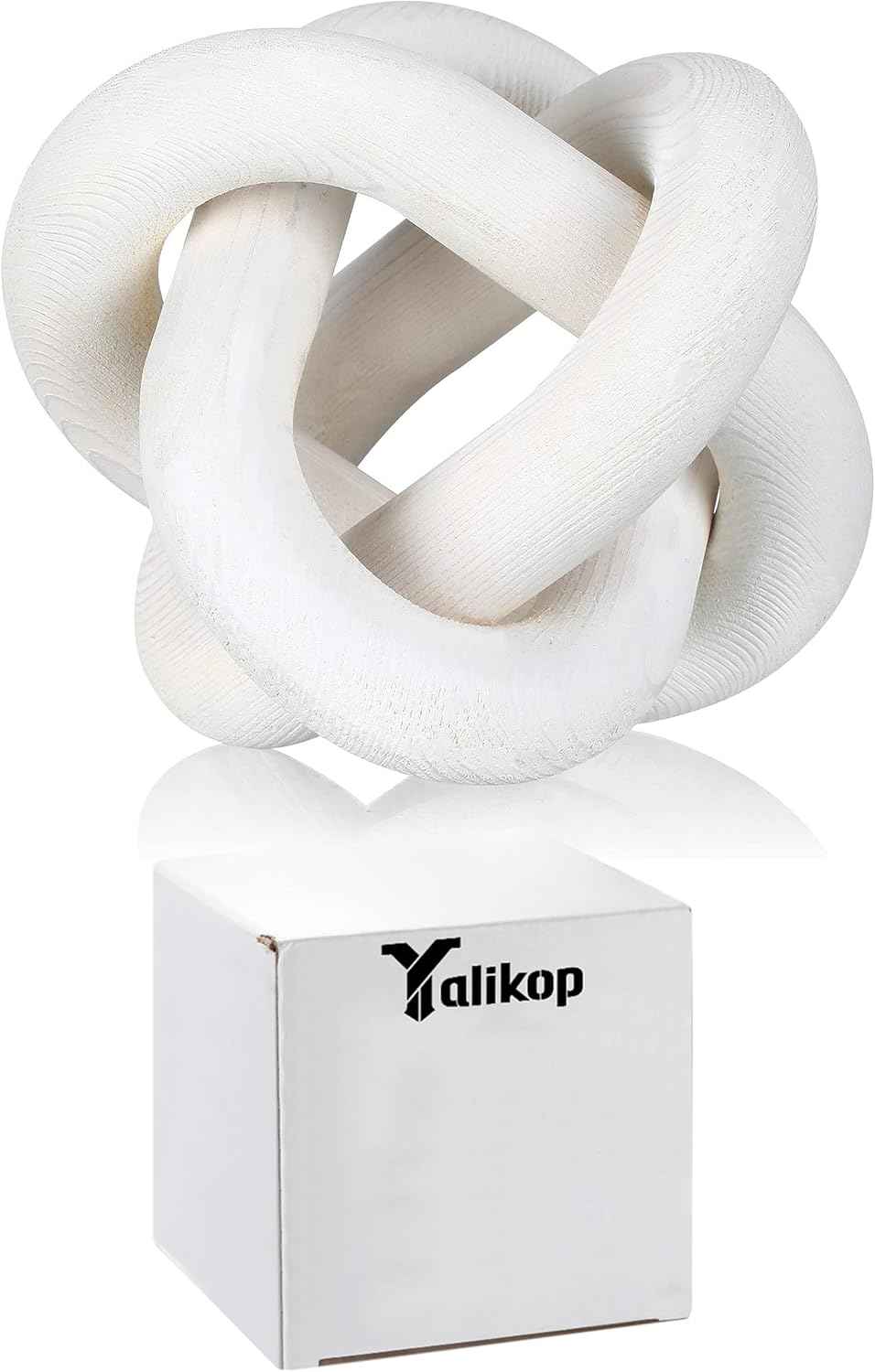 3 Link Wood Knot Decor - Hand Carved Coffee Table Decoration, Boho Chain Link Decor, Modern Shelf, Rustic Objects for Home Living Room Bedroom(White)