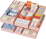 DIMJ Drawer Organizer Clothes, 12 Pack Dresser Organizer, Foldable Closet Organizers and Storage, Fabric Dresser Bins, Drawer Dividers for Nursery, Baby Clothes, Underwears, Sock (Beige)