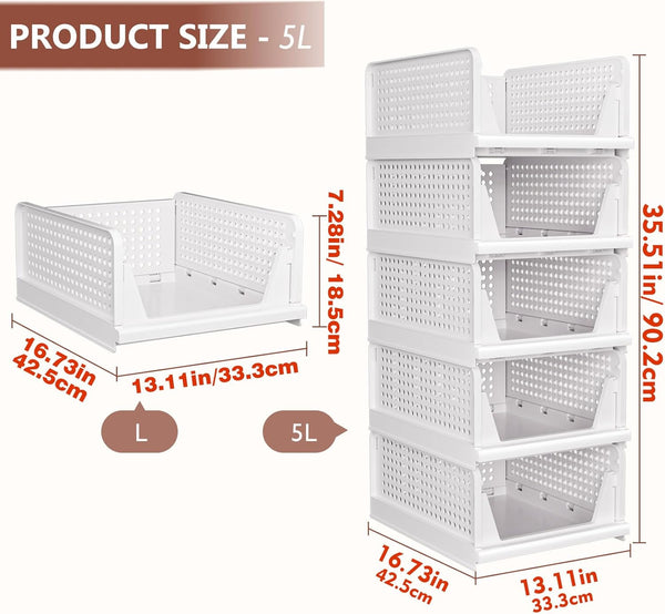 5 pack closet organizers storage box for wardrobe cupboard kitchen bathroom office
