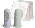 Moonkie Baby Finger Toothbrush Tongue Oral Cleaner Kit for 3 Months +, 3 Pcs, Blush/Pale Mauve/Blush Soft Touch Design