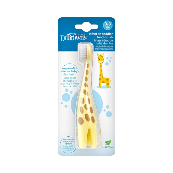 Dr. Brown's Infant-to-Toddler Toothbrush, BPA-Free, Soft Bristles, Ages 0-3, Giraffe Design